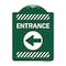 Signmission Designer Series Sign-Entrance Left Arrow, Green & White Aluminum Sign, 18" H, GW-1824-23964 A-DES-GW-1824-23964 - alternate 1